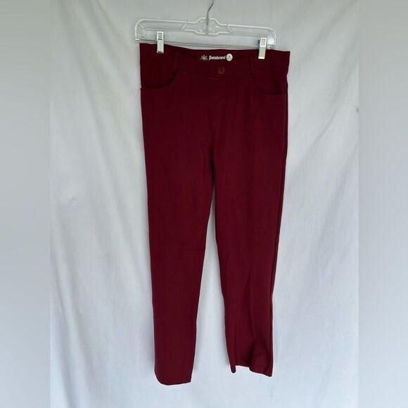Betabrand Classic Dress Pant Yoga Pant Straight Maroon size Medium Petite - Picture 4 of 5